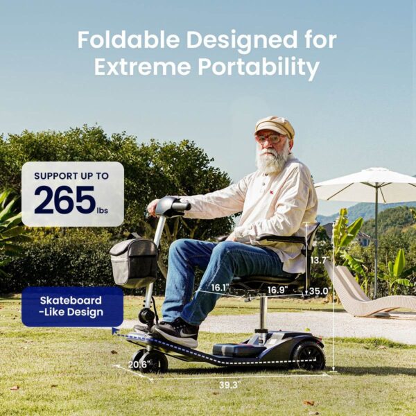 Senior on the VOCIC D50 portable mobility scooter rated for 265 lb