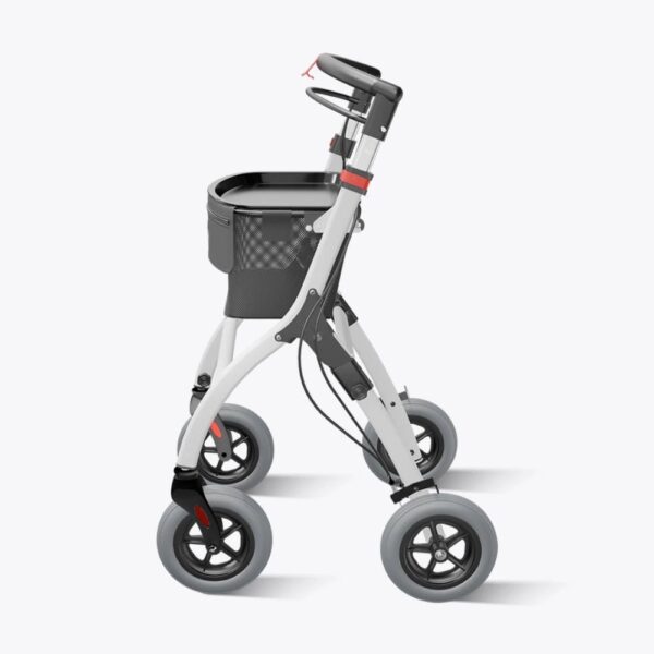 White VOCIC Z32 slim walker, side view with basket