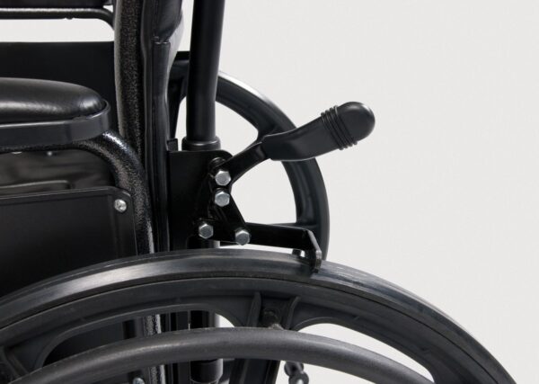 Rear-mounted attendant wheel lock on the Everest Jennings Traveler HTC