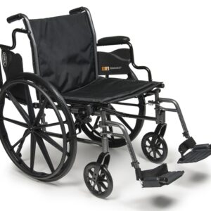Flip-back padded arm on the Traveler L3 Plus wheelchair