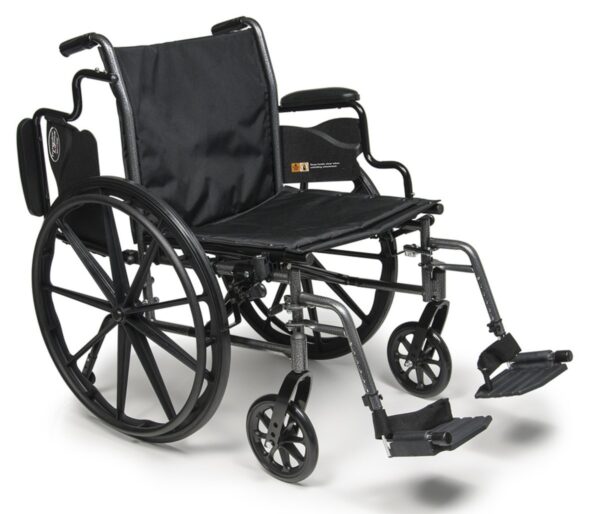 Flip-back padded arm on the Traveler L3 Plus wheelchair