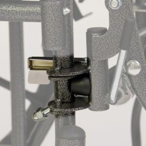 Hammertone steel frame and swing-away footrest latch on the Everest Jennings Traveler SE Plus