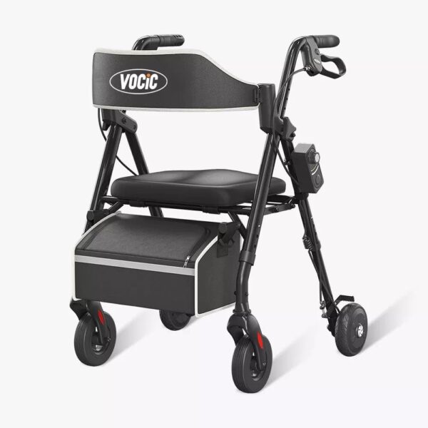 VOCIC Z63 Adjusta-Speed rollator in Black, front angle