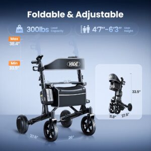 VOCIC Z73 size chart: 300 lb capacity, 4'7" to 6'3" users, folded size