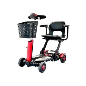 Red VOCIC D91 airline friendly mobility scooter with basket