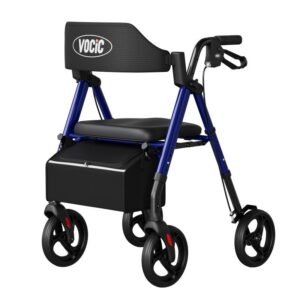 Blue VOCIC Z21 rollator walker with curved backrest
