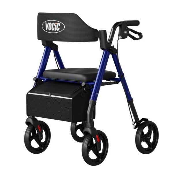 Blue VOCIC Z21 rollator walker with curved backrest