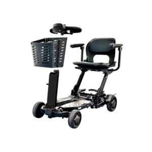 VOCIC D91 remote folding mobility scooter in Black with front basket