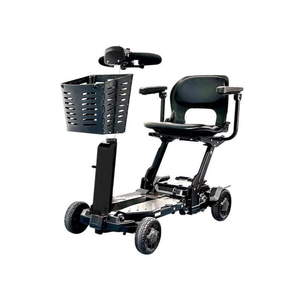 VOCIC D91 remote folding mobility scooter in Black with front basket
