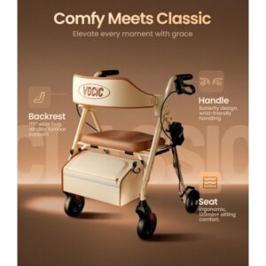 Padded backrest and seat on the VOCIC Z63 rollator