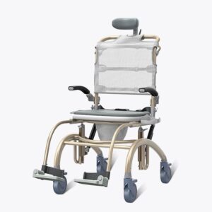 VOCIC XZY08 reclining shower chair with wheels, mesh back, headrest and commode seat