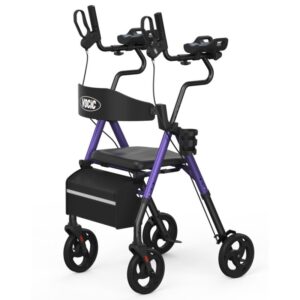 VOCIC Z22 stand up rollator in Purple with seat and under-seat bag