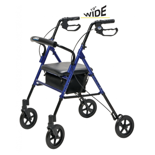 Lumex Set n’ Go Wide 4 Wheeler Mobility Walker with Adjustable Seat