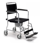 3-in-1 commode chair with wheels and drop arm for transport and hygiene