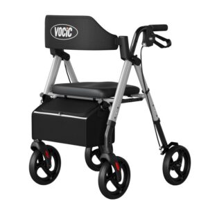 Silver VOCIC Z21 rollator walker with seat and bag