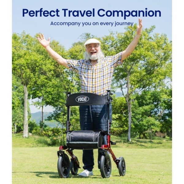 Woman walking outdoors with the VOCIC Z57 outdoor rollator