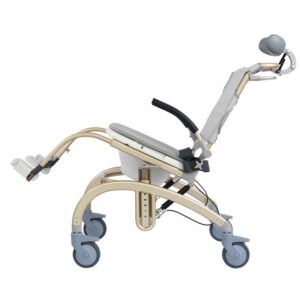 VOCIC XZY08 tilt shower commode chair tilted back with footrests raised