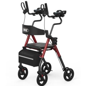 VOCIC Z22 stand up walker in Red with padded forearm rests and backrest
