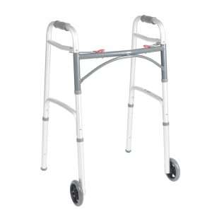Drive Medical Deluxe Folding Walker, Two Button with 5" Wheels - Image 1