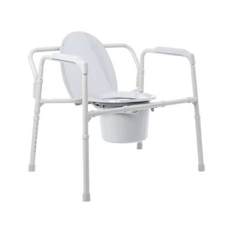 McKesson Commode Chair Fixed Arms – Bariatric Folding Commode, 650 lb Capacity, 12 Qt Bucket