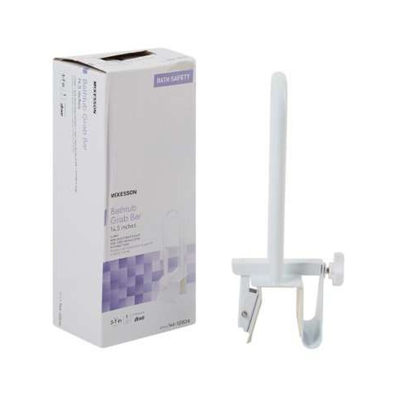 McKesson Bathtub Grab Bar White Steel – Bathtub Grab Bar Clamp-On Tub Rail, 300 lb Capacity