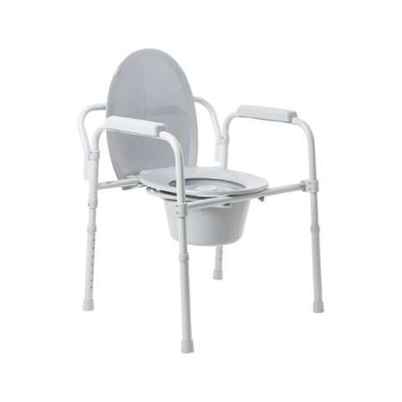 McKesson steel commode case of 4 – folding 3-in-1 commode chair with fixed arms