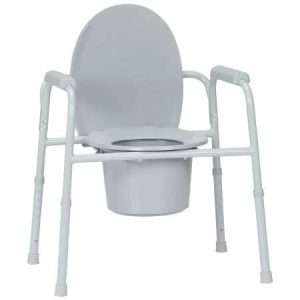 McKesson Commode Chair Fixed Arms Steel Frame Back Bar 13-3/4 Inch Seat Width - Image 1