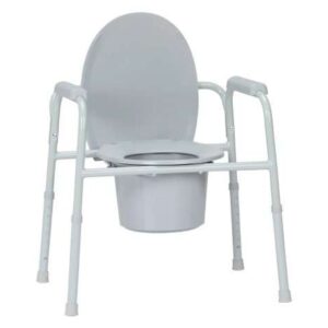McKesson Commode Chair Fixed Arms Steel Frame Back Bar 13-3/4 Inch Seat Width