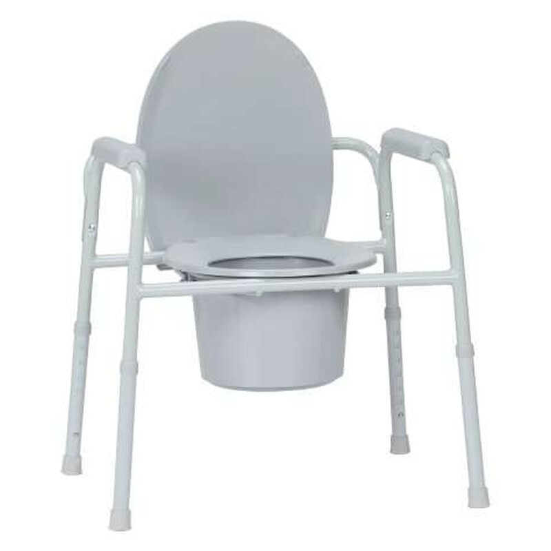 McKesson Commode Chair Fixed Arms Steel Frame Back Bar 13-3/4 Inch Seat Width