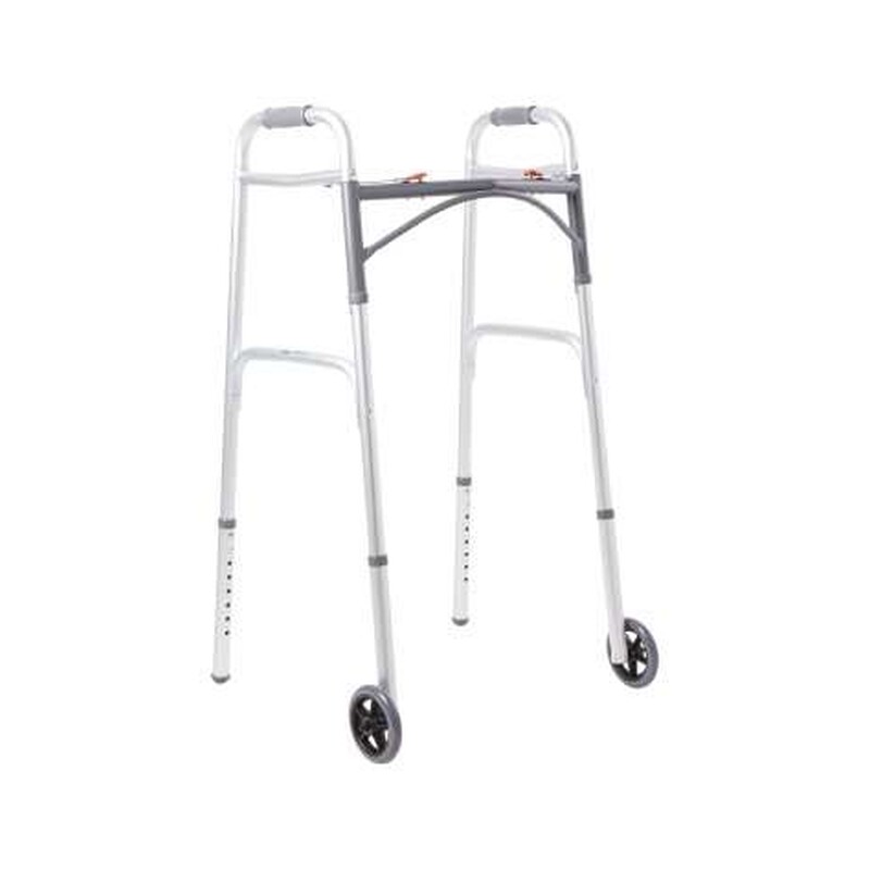 McKesson Folding Walker Adjustable Height Aluminum Frame 350 lbs. Weight Capacity 32 to 39 Inch Height