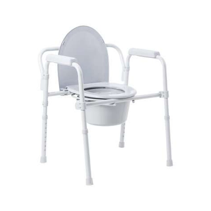 McKesson Commode Chair Fixed Arms Steel Frame Back Bar 13-1/2 Inch Seat Width