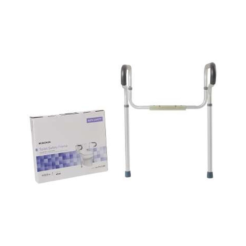McKesson Toilet Safety Rail Gray Aluminum – Toilet Safety Frame with Padded Arms, Adjustable Height and Width, 300 lb