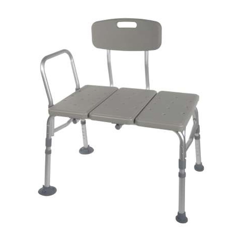 McKesson Knocked Down Bath Transfer Bench – Bath Transfer Bench with Back and Arm, Tool-Free, 400 lb Capacity