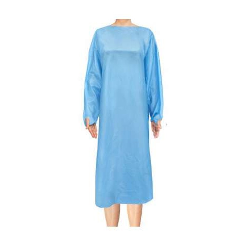McKesson Protective Procedure Gown, One Size Fits Most – Blue AAMI Level 2 Isolation Gown with Thumb Loops, 75 per Case