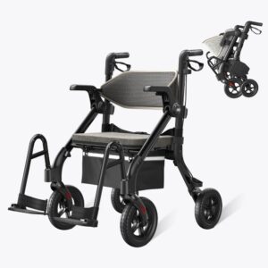VOCIC Z55 rollator wheelchair in Black with folded view