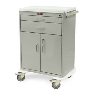 Harloff 6200 Steel Treatment Cart – Tall Two-Drawer Procedure Cart with Locking Storage Compartment, 41.5" x 32" x 22"