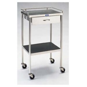 Pedigo SG-80-SS Stainless Steel Utility Cart – Steril-Gard Utility Table with Drawer, Shelf & 3-Sided Rail, 20" x 16" x 34"