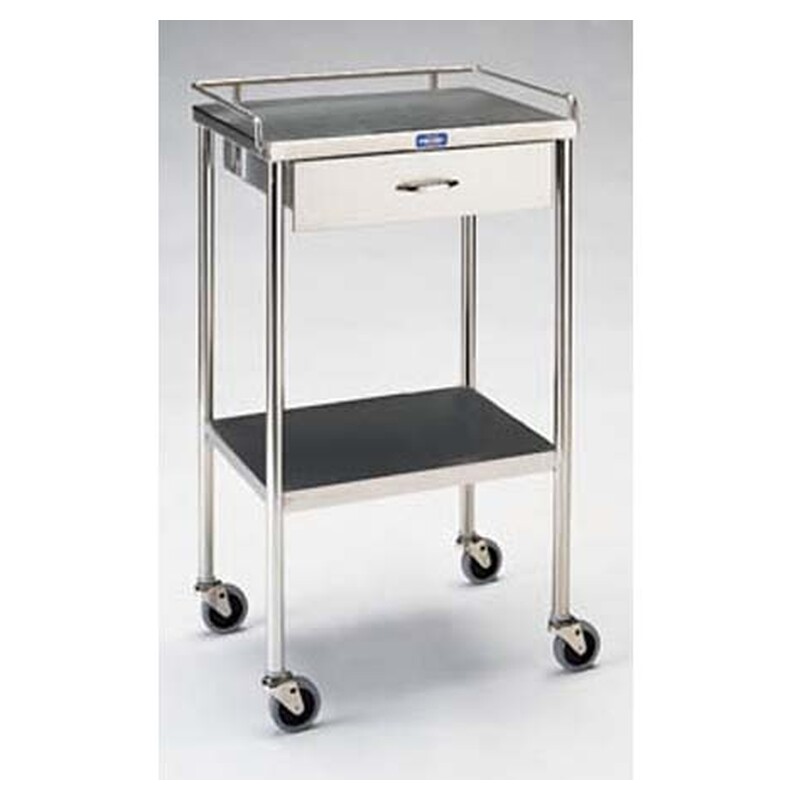 Pedigo SG-80-SS Stainless Steel Utility Cart – Steril-Gard Utility Table with Drawer, Shelf & 3-Sided Rail, 20" x 16" x 34"