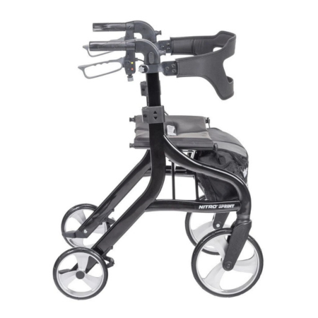 Drive Nitro Sprint Rollator Walker with Seat – Folding 4 Wheel Walker, Slow-Down Brakes 2 1E 1E