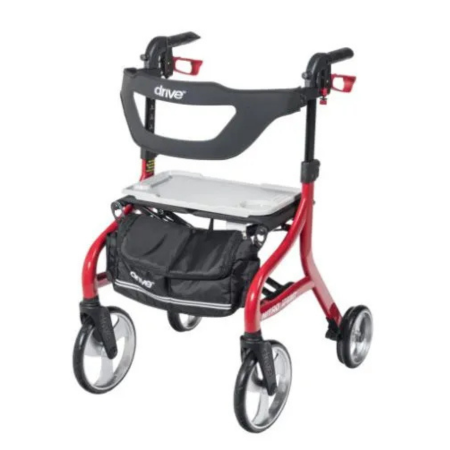 Drive Nitro Sprint Rollator Walker with Seat – Folding 4 Wheel Walker, Slow-Down Brakes 3 1H 1H