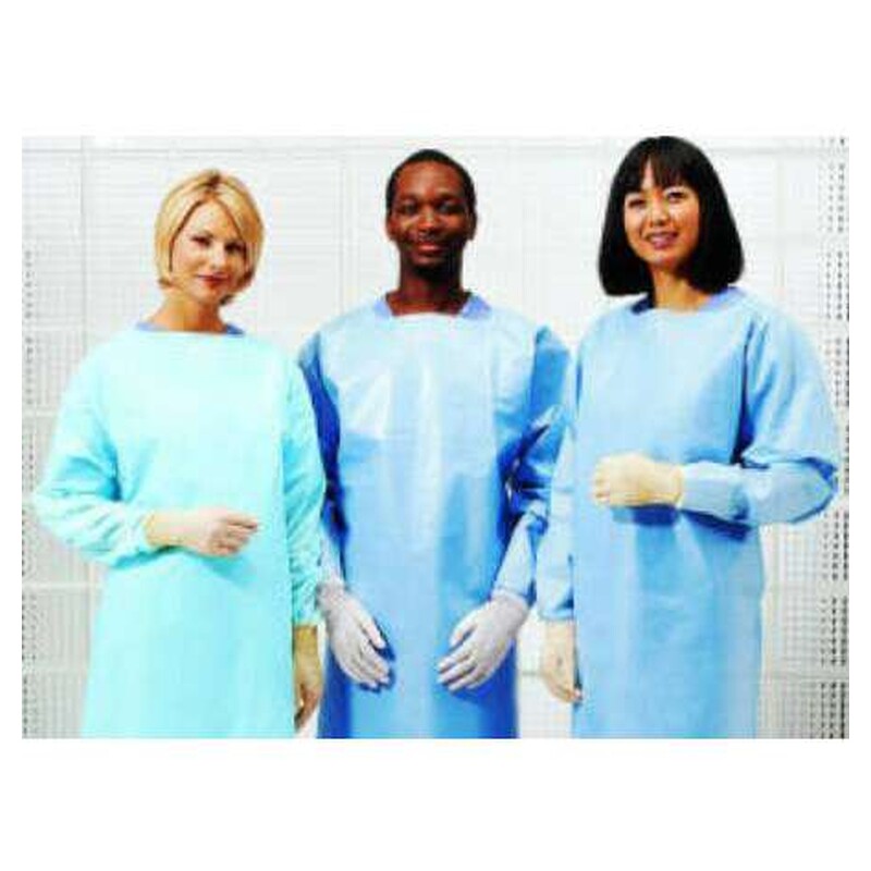 Cardinal Health Premium Over-the-Head Plastic Film Gown, Universal, Blue (5210PG) – Polyethylene Protective Gown with Thumbhooks, Case of 75