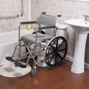 E&J Folding Rehab Shower Commode Chair – Premium Self-Propelled Wheelchair with Commode Function - Image 3