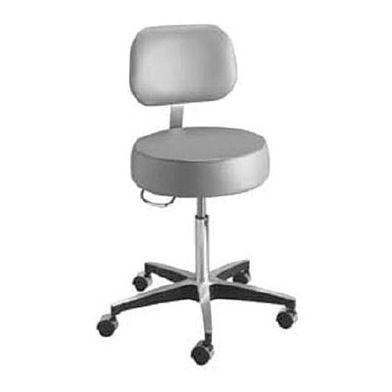 McKesson Pneumatic Exam Stool with Backrest – 17.75" to 24.5" Seat Height, 16" Padded Seat, 5 Dual-Wheel Casters, Black