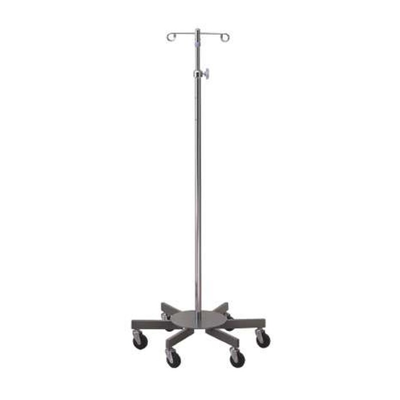 McKesson Large Infusion Pump Stand – 4-Hook 6-Leg IV Pump Pole with 3" Ball-Bearing Casters, 26" Base, 52.25" to 102.75"