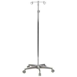 McKesson IV Stand Floor Stand 2-Hook 5-Leg, Dual-Wheel Nylon Casters, Cast Aluminum Base - Image 1