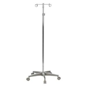 McKesson 5-Leg IV Stand – 2-Hook Floor IV Pole with Dual-Wheel Nylon Casters & 25" Cast Aluminum Base, 52.25" to 92.75"