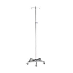 McKesson 4-Hook IV Pole – 5-Leg Floor IV Stand with Dual-Wheel Nylon Casters & 25" Cast Aluminum Base, 52.25" to 92.75"