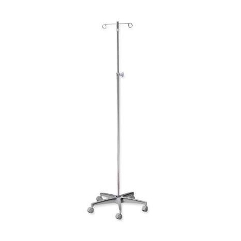 McKesson 4-Hook IV Pole – 5-Leg Floor IV Stand with Dual-Wheel Nylon Casters & 25" Cast Aluminum Base, 52.25" to 92.75"