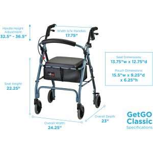 Nova GetGO Standard Rolling Walker, Blue - Image 6