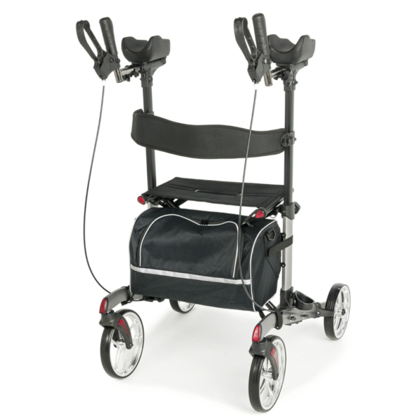 Lumex upright rollator walker with seat for elderly mobility support